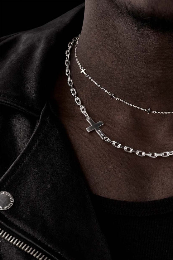Stolen Girlfriends Club Falling Cross Maxi Necklace - Silver