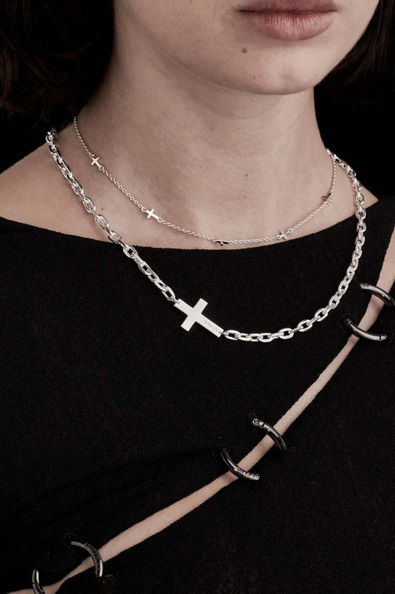 Stolen Girlfriends Club Falling Cross Maxi Necklace - Silver