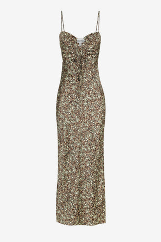 Shona Joy Avriel Lace Up Midi Dress - Choc/Mint