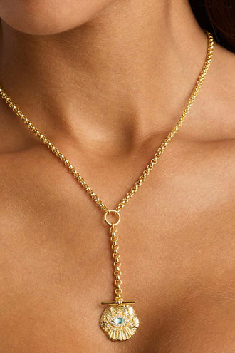 By Charlotte Awaken Lariat Fob Necklace - Gold