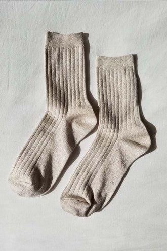 Le Bon Shoppe Her Socks Lurex - Ivory Gold Glitter