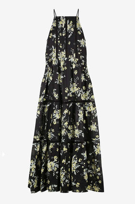 Shona Joy Goldie Linen Pin Tuck Maxi - Black/Multi