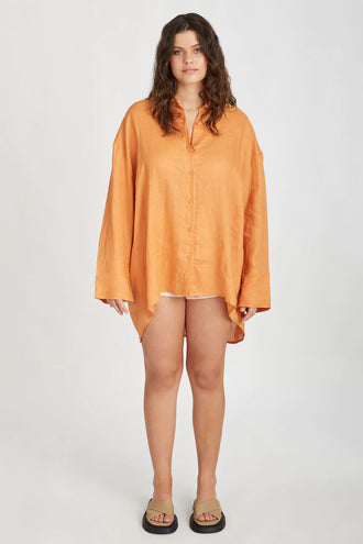 Zulu & Zephyr Linen Shirt - Tangerine
