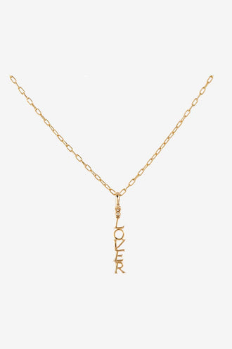 Baby Anything Lover With Single Diamond Small Vertical Pendant - 14k Yellow Gold