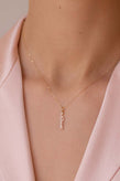 Baby Anything Lover With Single Diamond Small Vertical Pendant - 14k Yellow Gold