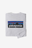 Patagonia Mens LS P-6 Logo Responsibility Tee - White