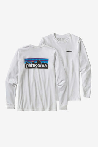 Patagonia Mens LS P-6 Logo Responsibility Tee - White