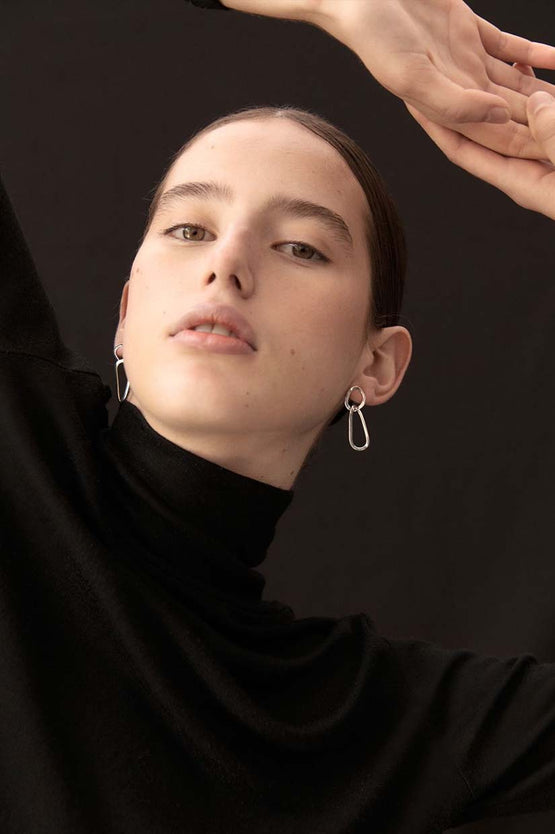 La Tribe Paper Clip Earring - Silver