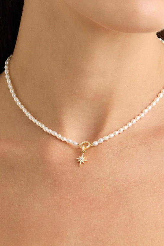 By Charlotte Dancing In Starlight Pearl Choker - Gold