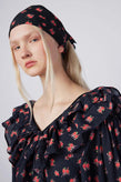 Damson Madder Barbs Roses Ruffle Dress - Black