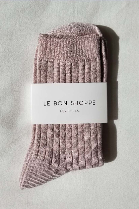 Le Bon Shoppe Her Socks Lurex - Rose Glitter