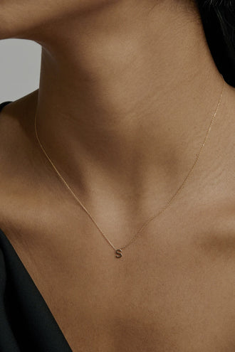 Sarah & Sebastian Petite Letter Necklace - Yellow Gold
