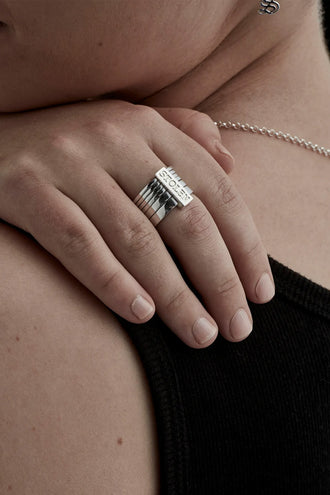 Stolen Girlfriends Club Six Piece Band Ring - Silver