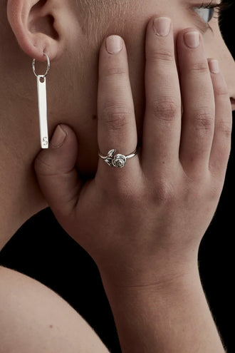 Stolen Girlfriends Club Stem Rose Ring - Silver