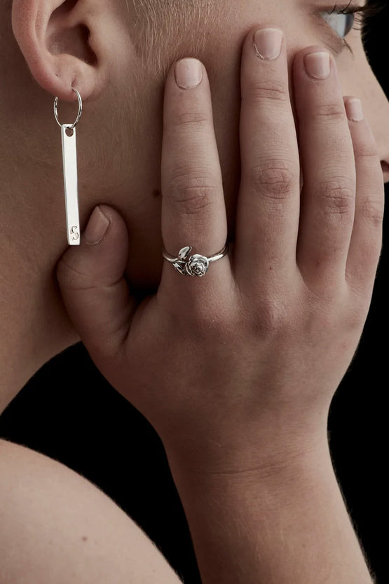 Stolen Girlfriends Club Stem Rose Ring - Silver