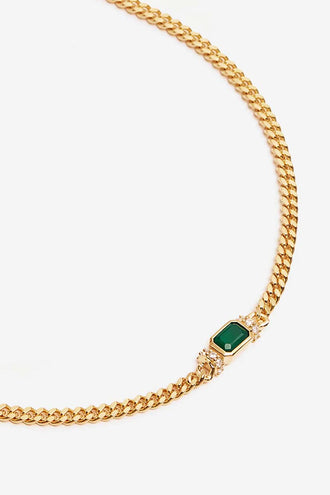 By Charlotte Strength Within Green Onyx Curb Choker - Gold