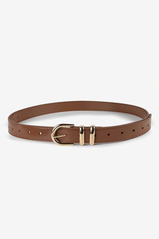 Dylan Kain The Tia Patent Belt - Chocolate