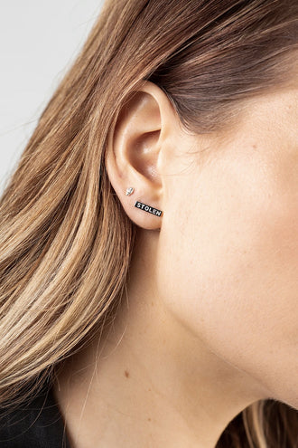 Stolen Girlfriends Club Tiny Stolen Bar Earrings - Silver