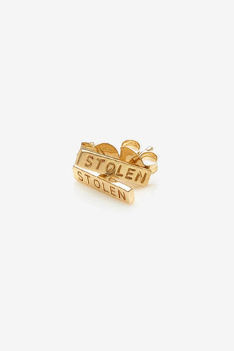 Stolen Girlfriends Club Tiny Stolen Bar Earrings - 18K Gold