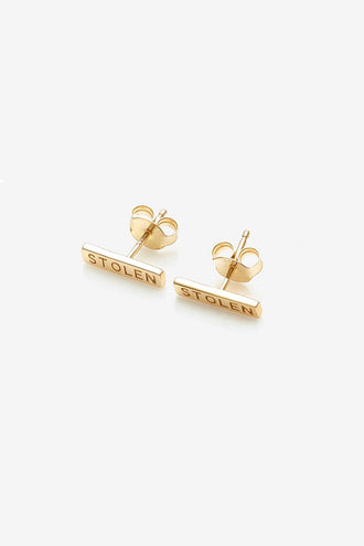 Stolen Girlfriends Club Tiny Stolen Bar Earrings - 18K Gold