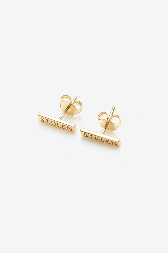 Stolen Girlfriends Club Tiny Stolen Bar Earrings - 18K Gold