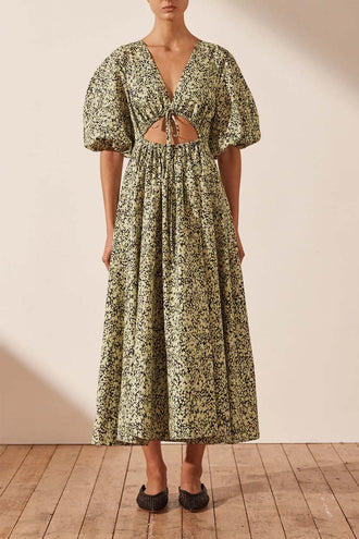 Shona Joy Tracey Short Sleeve Cut Out Midi - Spritz