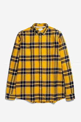 Norse Projects Anton Brushed Flannel Check - Turmeric Yellow